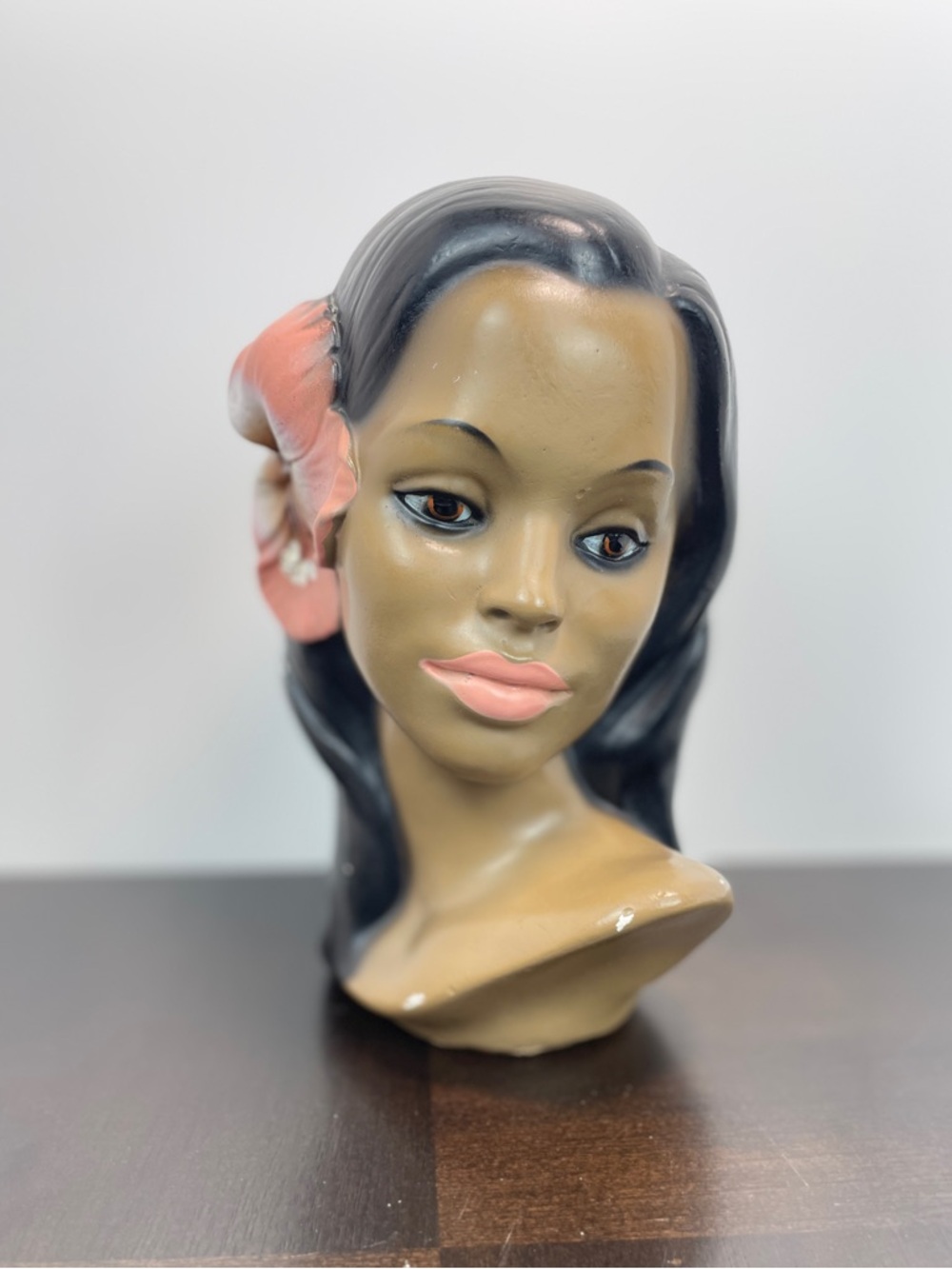 Vintage Hawaiian Polynesian Girl Bust Head 9”